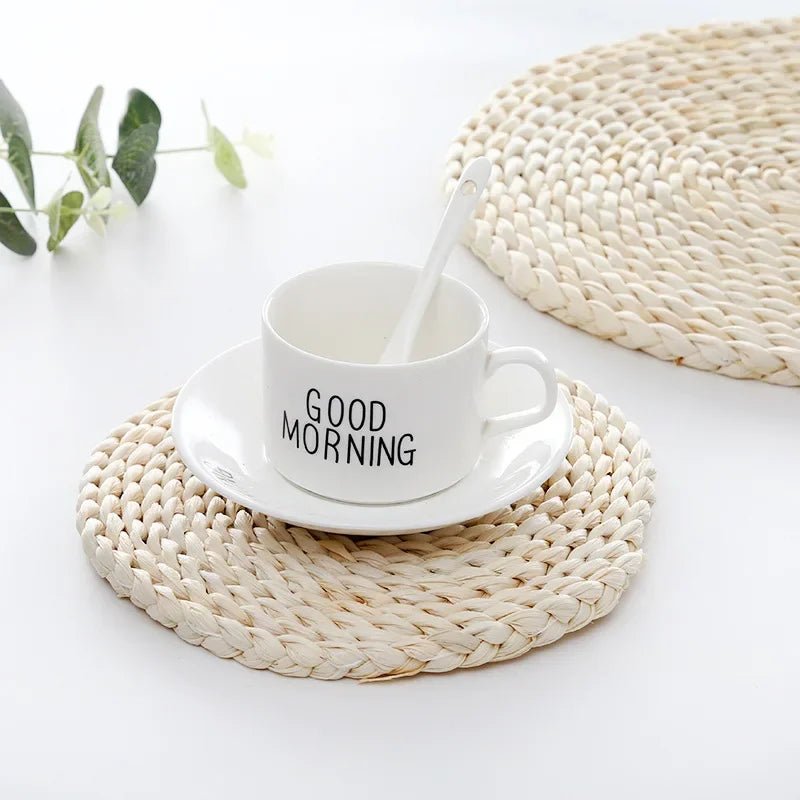 2 PCS Round Wicker Woven Placemats for Dining Table Natural Braided Rattan Tablemat Charger Plates for Holiday Kitchen TableMat - BELMA