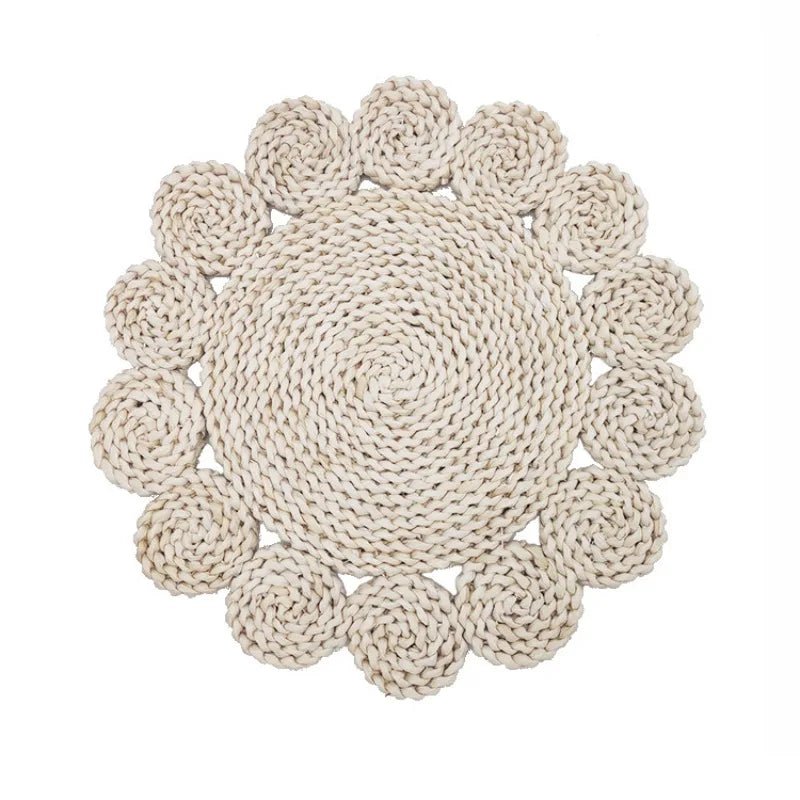 2 PCS Round Wicker Woven Placemats for Dining Table Natural Braided Rattan Tablemat Charger Plates for Holiday Kitchen TableMat - BELMA