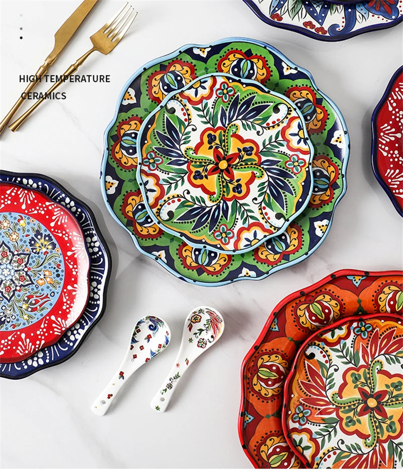 Dishes dishes household Bohemian ceramic dishes personality Western dish steak creative snack plates dinner plates