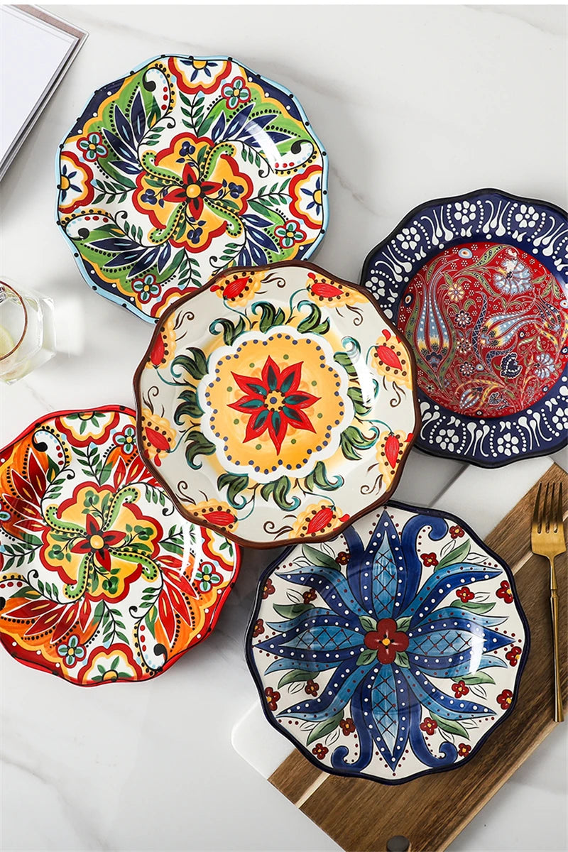 Dishes dishes household Bohemian ceramic dishes personality Western dish steak creative snack plates dinner plates