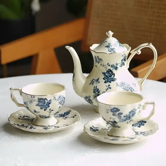 European Bone China Tea Set English Afternoon Tea Cup Set Teapot High-Grade Porcelain Coffee Pot