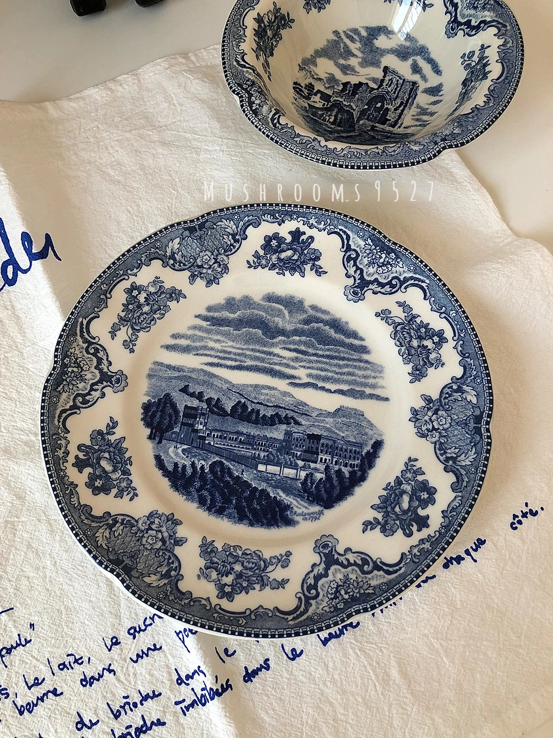 Dutch Retro Blue Breakfast Dessert Plate Salad Bowl Pasta Plate Soup Bowl Steak Plate Home Tableware Set dish set