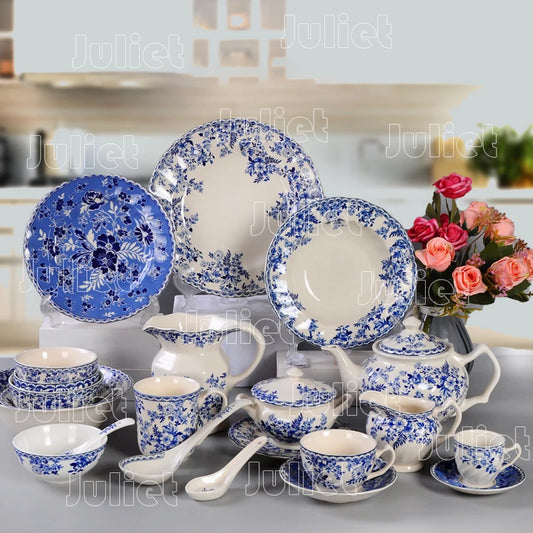 European Style Dinner Plate Classic Retro Tea Cups and Tae Tray Household Use Coffee Cup Plant Flower Pattern Ceramic Plates Mug