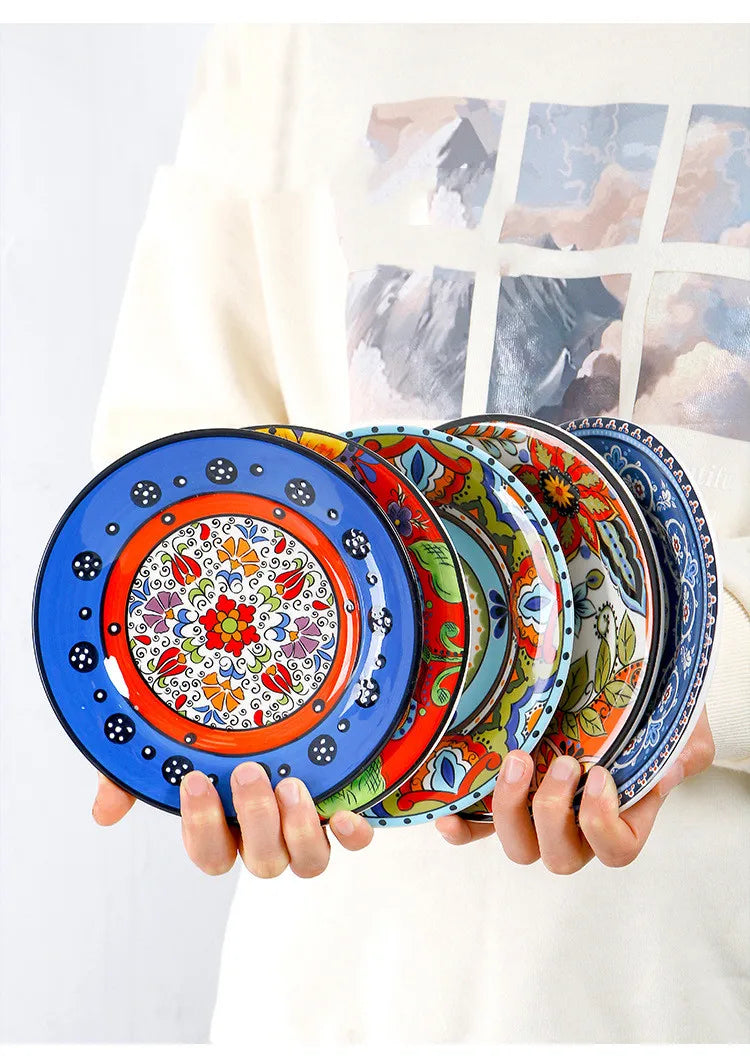 6.5 Inches European Ceramic Dinner Plates Hand Painted Western Salad Plate Household Exquisite Fruit Dish Kitchen Accessories