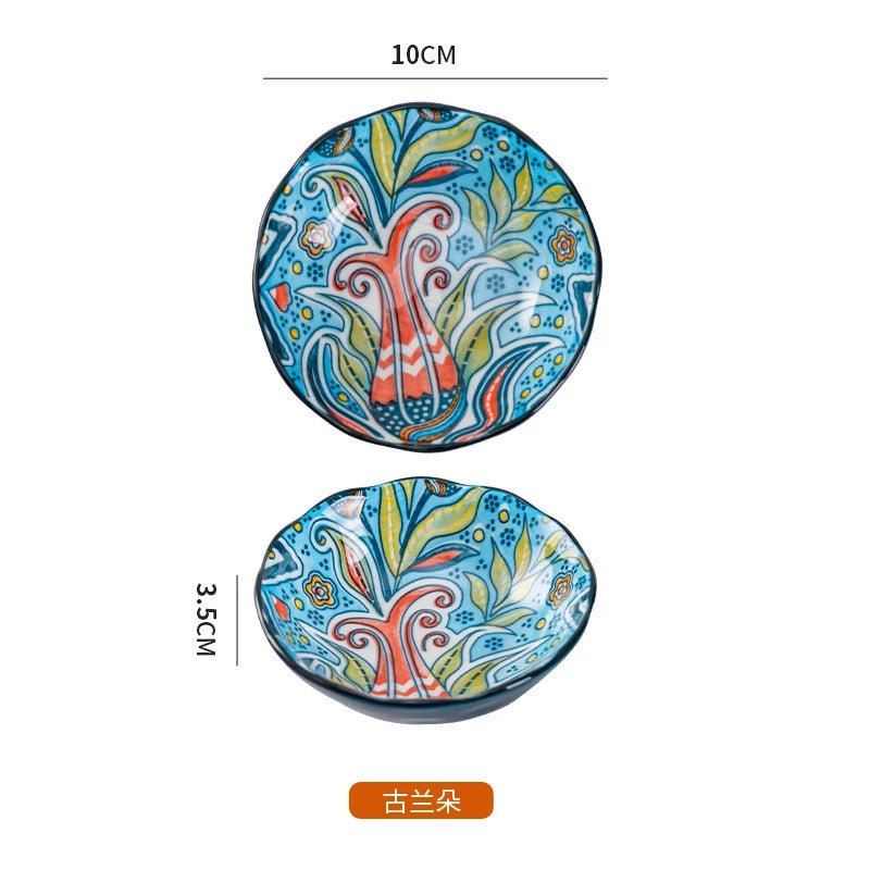 Bohemian Ceramic Sauce Vinegar Dish Hot Pot Barbecue Seasoning Dish Samll Plate For Snack Korean Side Dish Kimchi Dish - BELMA