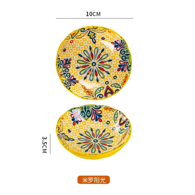 Bohemian Ceramic Sauce Vinegar Dish Hot Pot Barbecue Seasoning Dish Samll Plate For Snack Korean Side Dish Kimchi Dish - BELMA