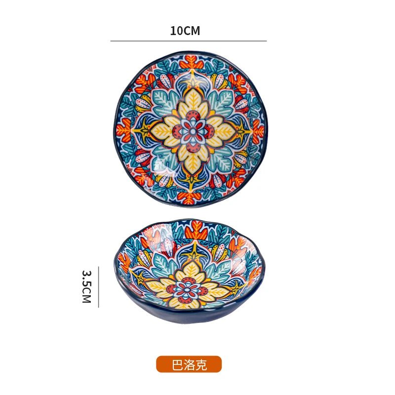 Bohemian Ceramic Sauce Vinegar Dish Hot Pot Barbecue Seasoning Dish Samll Plate For Snack Korean Side Dish Kimchi Dish - BELMA