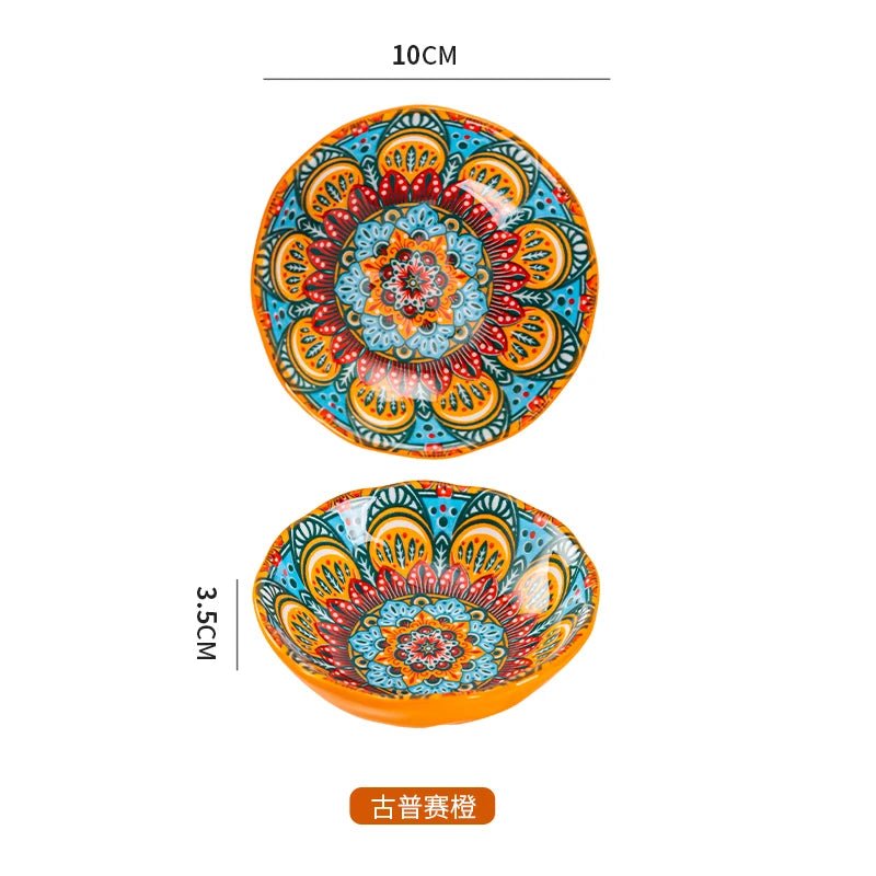 Bohemian Ceramic Sauce Vinegar Dish Hot Pot Barbecue Seasoning Dish Samll Plate For Snack Korean Side Dish Kimchi Dish - BELMA