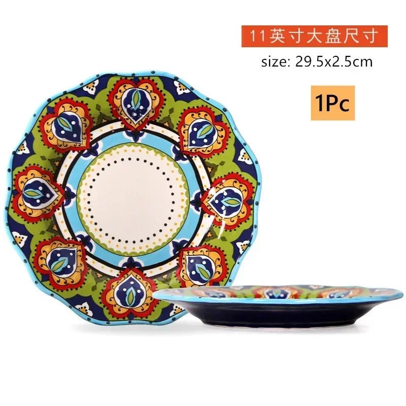 Creative Hand - painted Ceramic Plate European Salad Plate Home Exquisite Porcelain Tableware Noodle Bowl Kitchen Accessories - BELMA