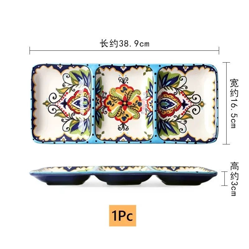 Creative Hand - painted Ceramic Plate European Salad Plate Home Exquisite Porcelain Tableware Noodle Bowl Kitchen Accessories - BELMA