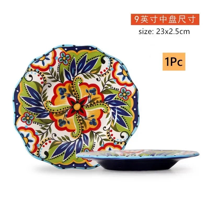 Creative Hand - painted Ceramic Plate European Salad Plate Home Exquisite Porcelain Tableware Noodle Bowl Kitchen Accessories - BELMA