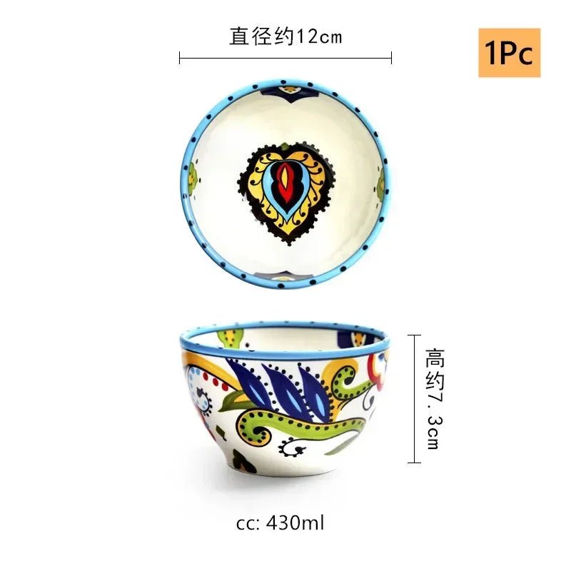 Creative Hand - painted Ceramic Plate European Salad Plate Home Exquisite Porcelain Tableware Noodle Bowl Kitchen Accessories - BELMA