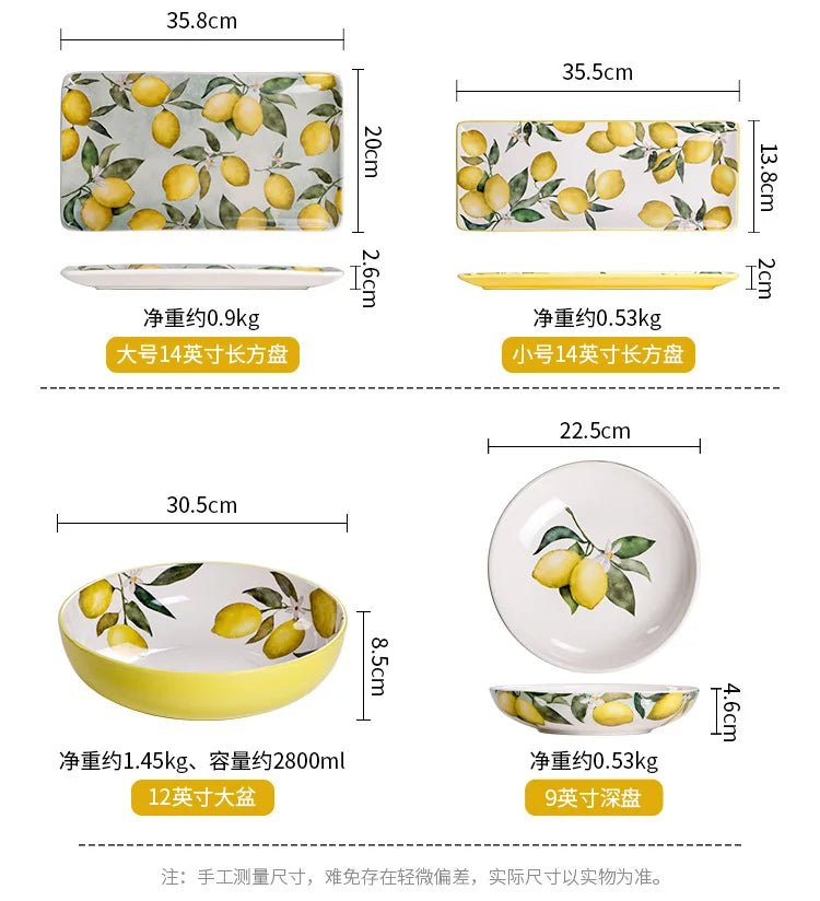 Creative Lemon Ins Style Home Cuisine Plate Personalized Thai Restaurant Plate Ceramic Fruit Plate - BELMA