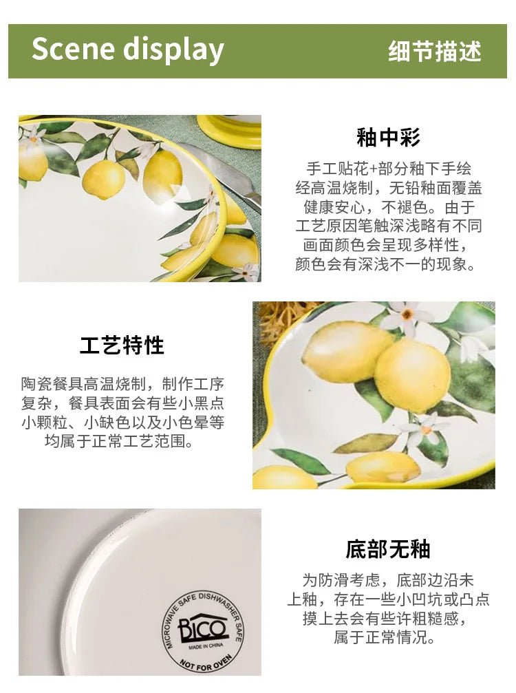 Creative Lemon Ins Style Home Cuisine Plate Personalized Thai Restaurant Plate Ceramic Fruit Plate - BELMA