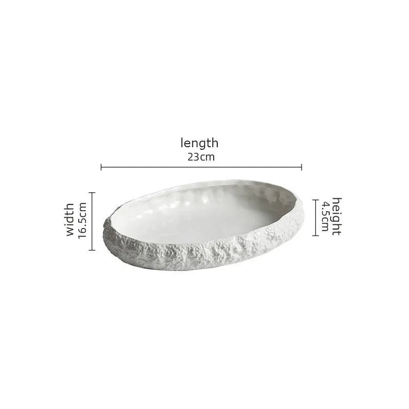 Rock Texture Ceramic Main Dish Plate Kitchen Household Pasta Steak Dish Plate Creative Pure White Characteristic Tableware - BELMA