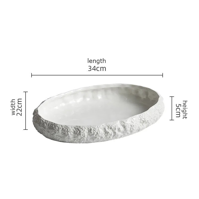 Rock Texture Ceramic Main Dish Plate Kitchen Household Pasta Steak Dish Plate Creative Pure White Characteristic Tableware - BELMA