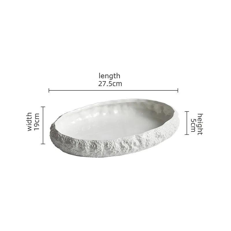 Rock Texture Ceramic Main Dish Plate Kitchen Household Pasta Steak Dish Plate Creative Pure White Characteristic Tableware - BELMA