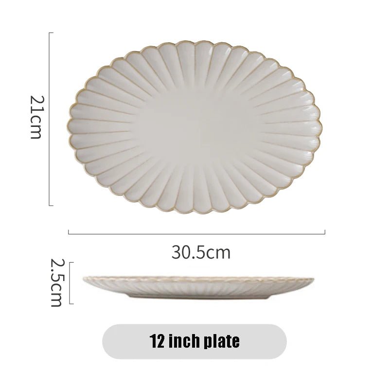 White Ceramic Plate Set Home Dinner Plate Bowl Steak Salad Tableware Creative Nordic Breakfast Dishes Plates Sets Coffee Mug Cup - BELMA