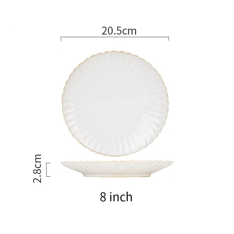 White Ceramic Plate Set Home Dinner Plate Bowl Steak Salad Tableware Creative Nordic Breakfast Dishes Plates Sets Coffee Mug Cup - BELMA