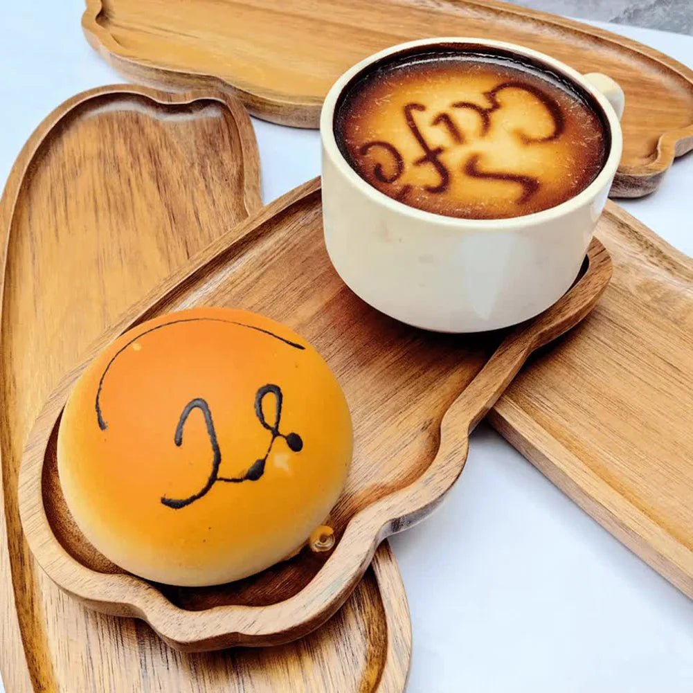 Wooden Tea Coffee Tray Fruit Dessert Candy Plate Wood Decorative Bread Snack Cake Food Dish Trays Tableware - BELMA