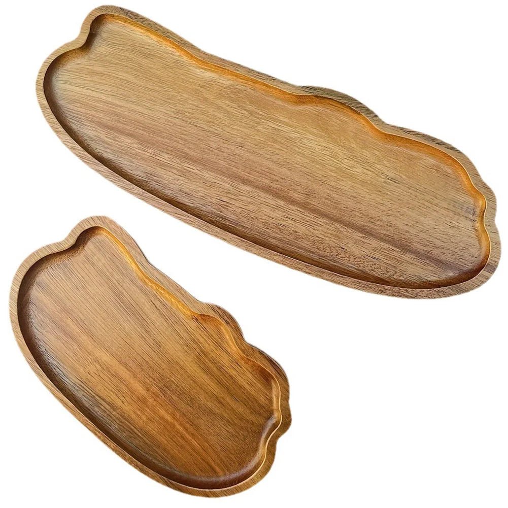 Wooden Tea Coffee Tray Fruit Dessert Candy Plate Wood Decorative Bread Snack Cake Food Dish Trays Tableware - BELMA